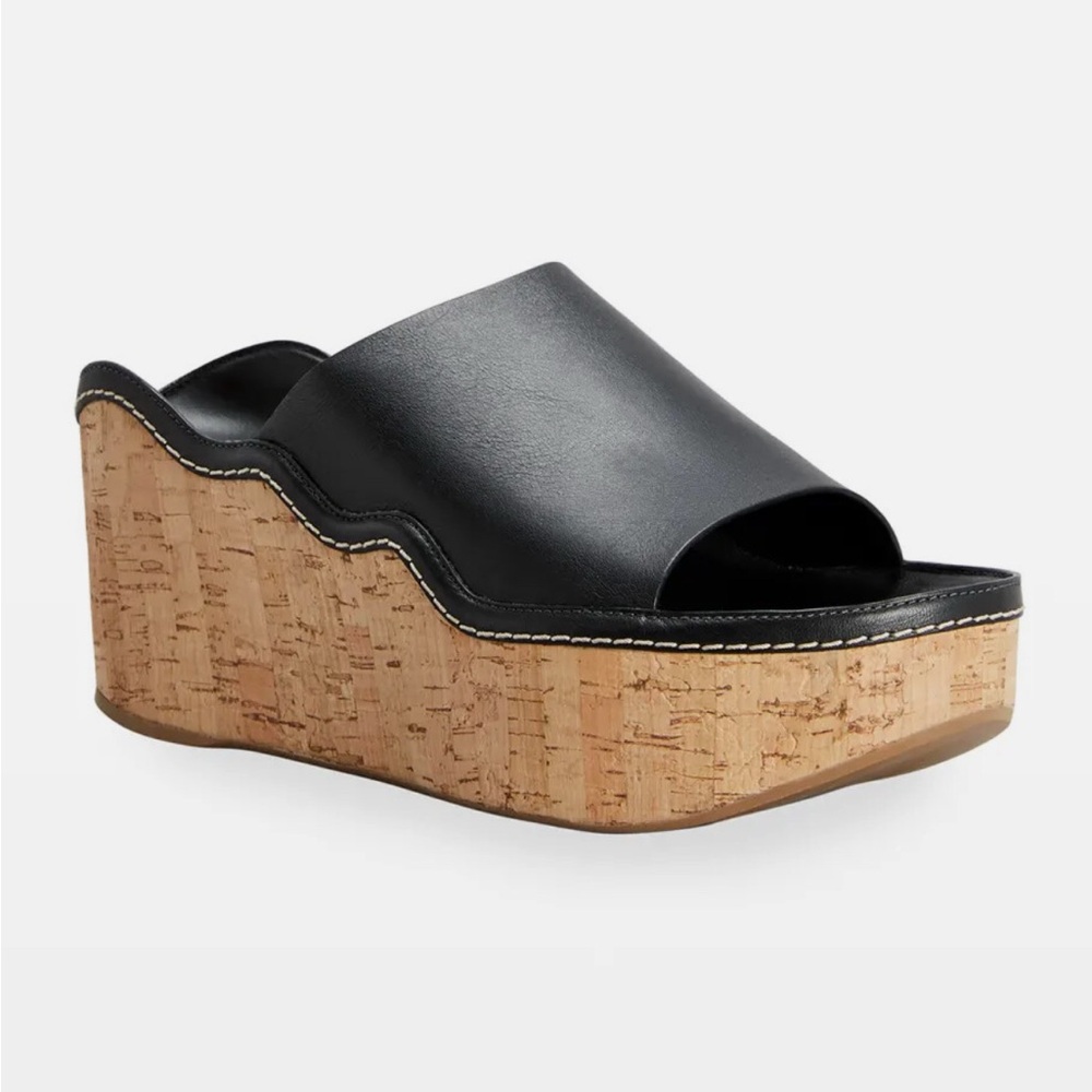 Chloe Black Leather Platform Wedges